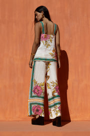 NEMA RESORTWEAR Λινό Floral Print Τοπ