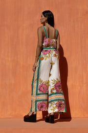 NEMA RESORTWEAR Λινό Floral Print Παντελόνι