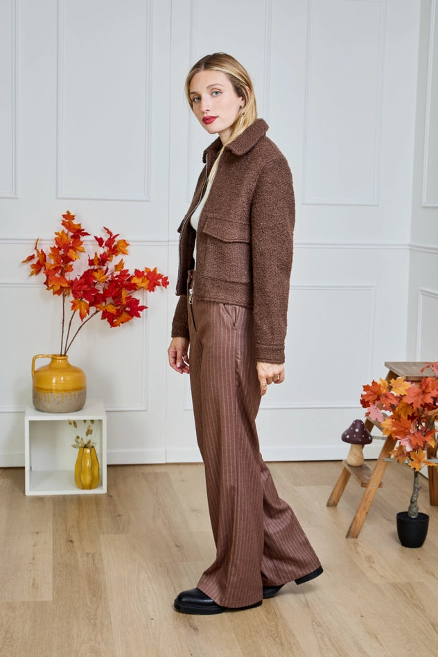 Boucle Wool Jacket Coffee / V336 -  LULUMARY- Brown / S-Brown / M-Brown / L