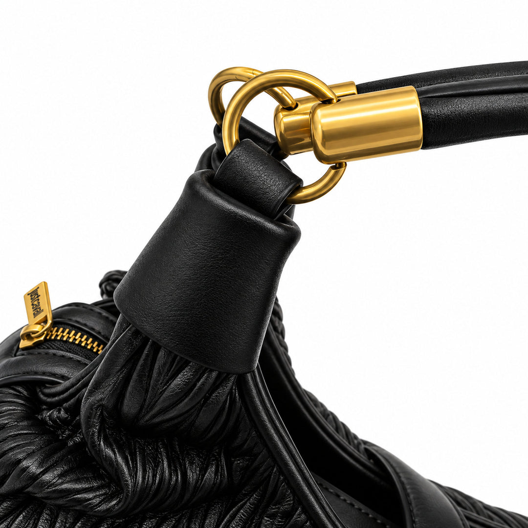 JUST CAVALLI Hobo Τσάντα Ώμου με Πλισέ Υφή και Snake Logo /81RA4BC1ZSD90