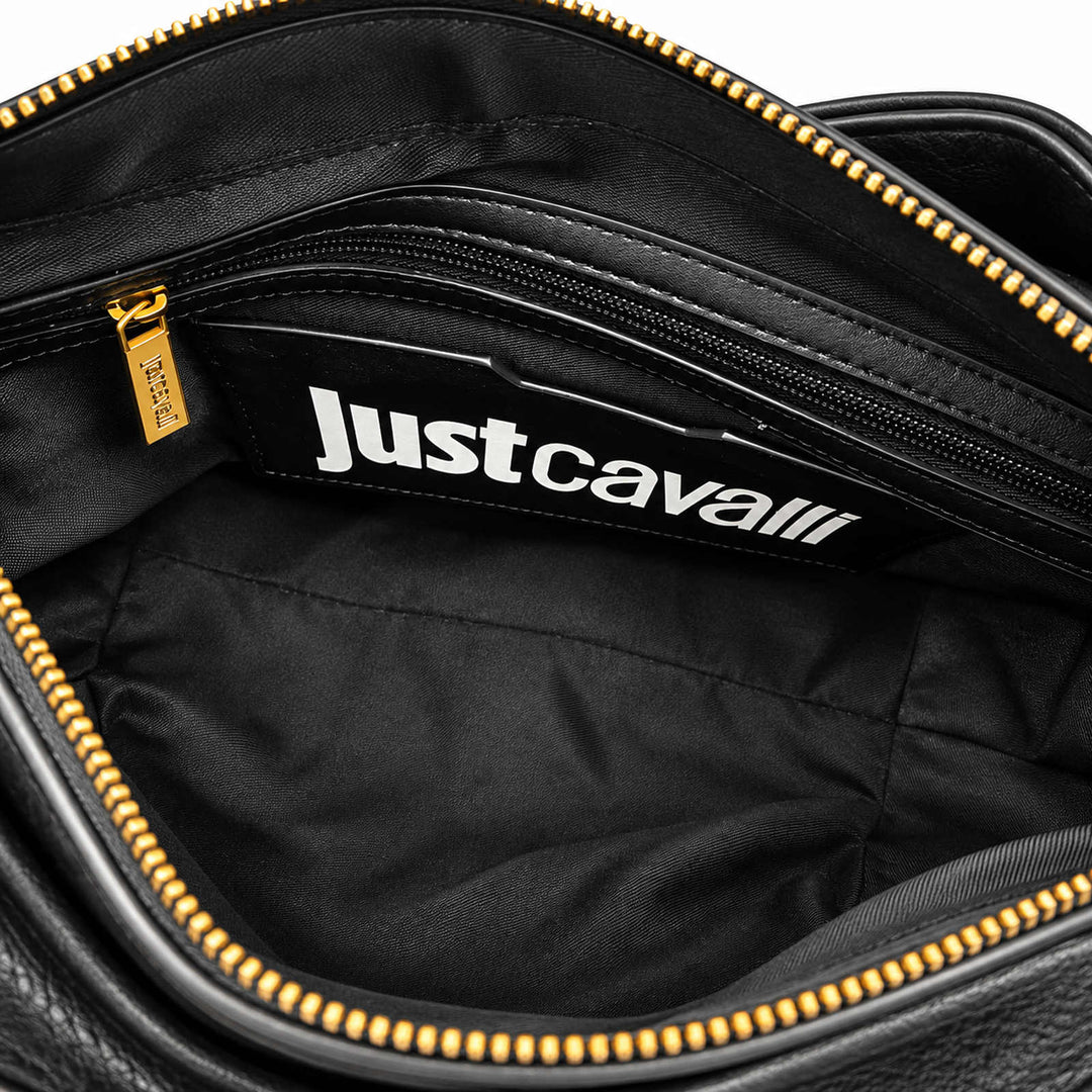 JUST CAVALLI Hobo Τσάντα Ώμου με Πλισέ Υφή και Snake Logo /81RA4BC1ZSD90