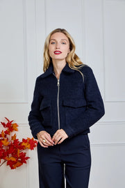 Boucle Wool Jacket Navy / V336 -  LULUMARY- Navy / S-Navy / M-Navy / L