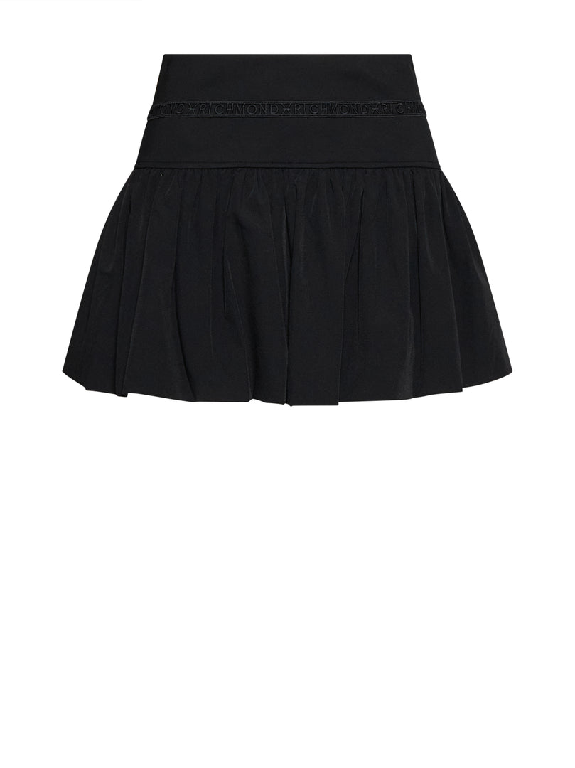 John Richmond Φούστα Μαύρη Mini με Πιέτες