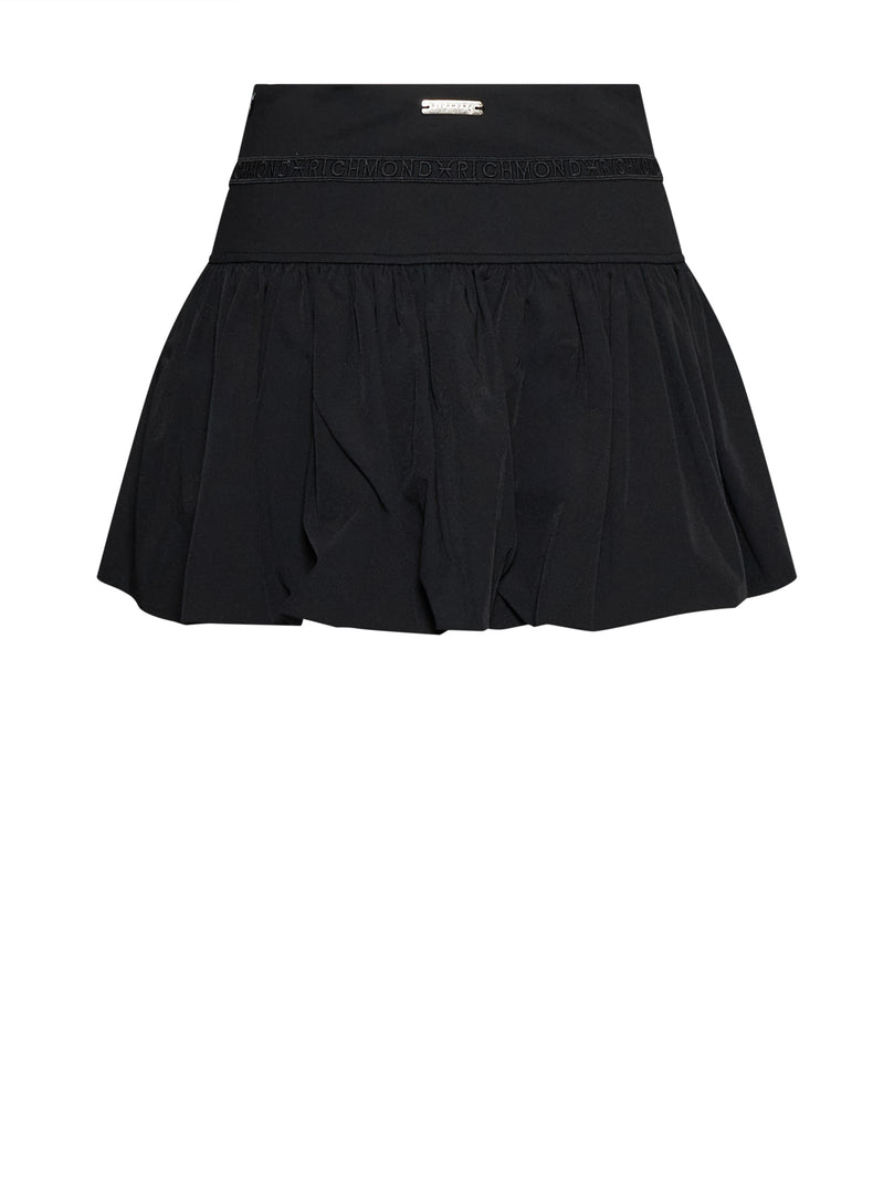 John Richmond Φούστα Μαύρη Mini με Πιέτες