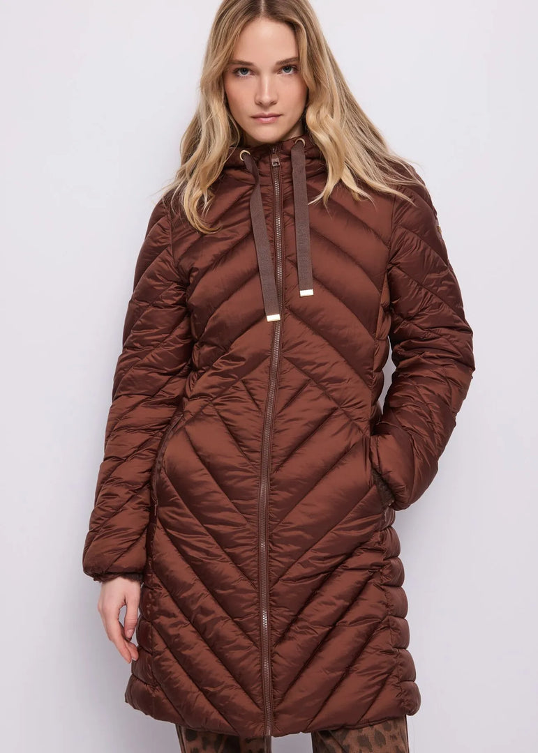 GAUDI Μακρύ Ιριδίζον Nylon Down Jacket με Κουκούλα