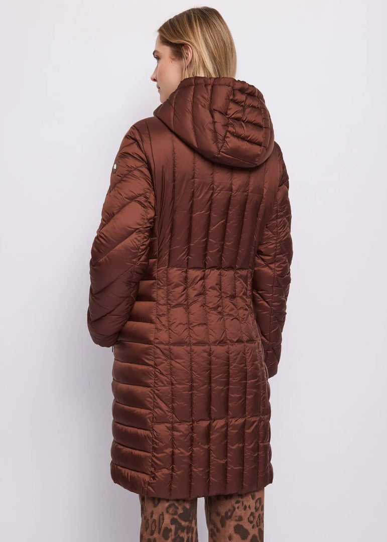 GAUDI Μακρύ Ιριδίζον Nylon Down Jacket με Κουκούλα