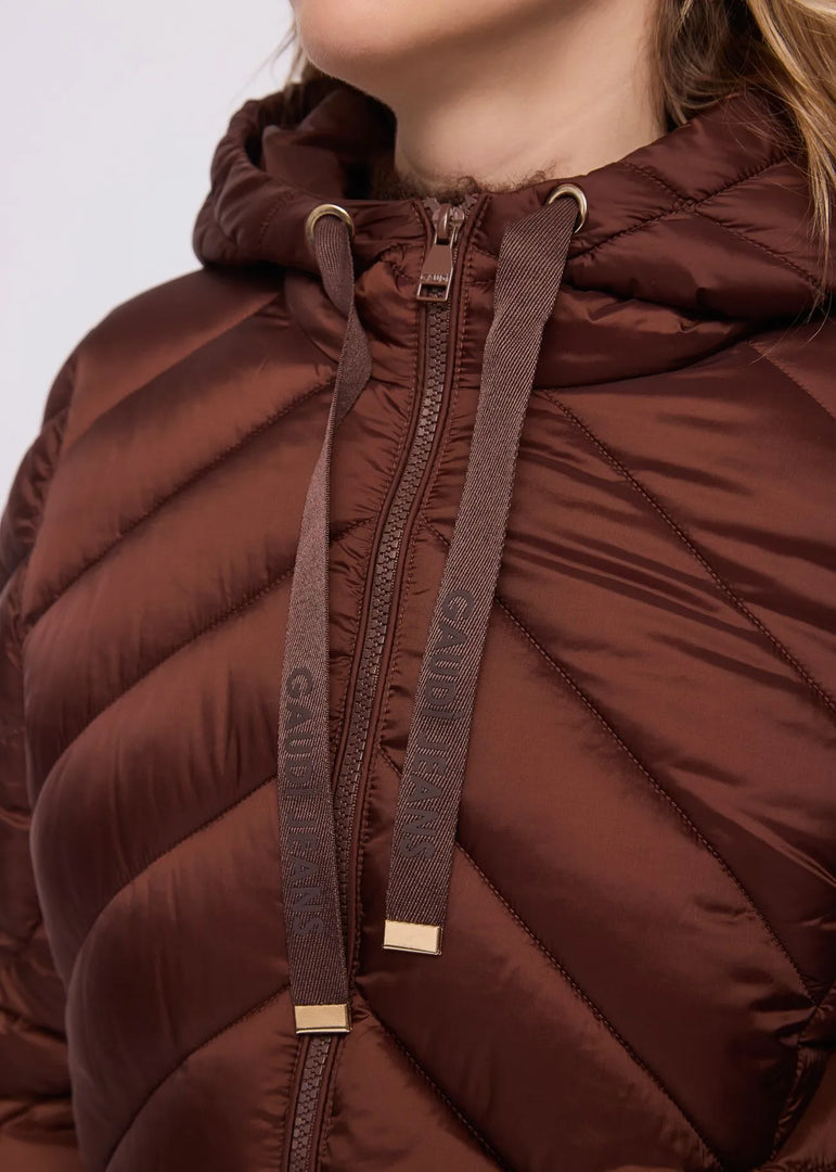 GAUDI Μακρύ Ιριδίζον Nylon Down Jacket με Κουκούλα