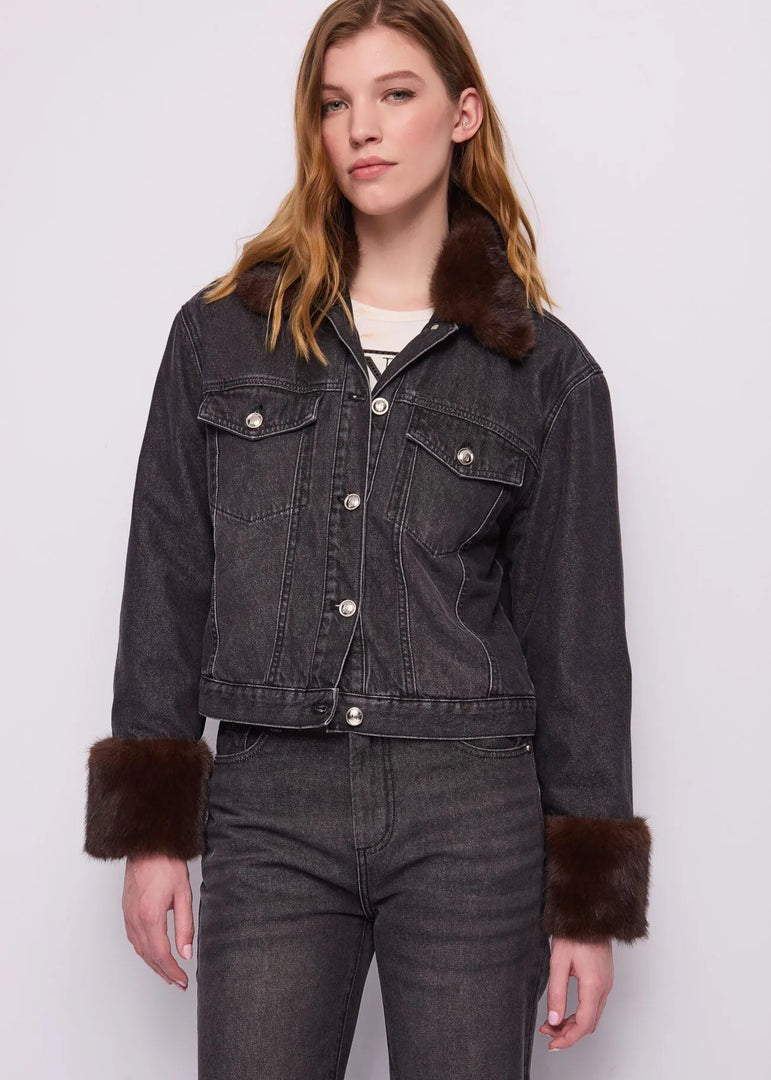 GAUDI Distressed Denim Jacket με Faux Fur