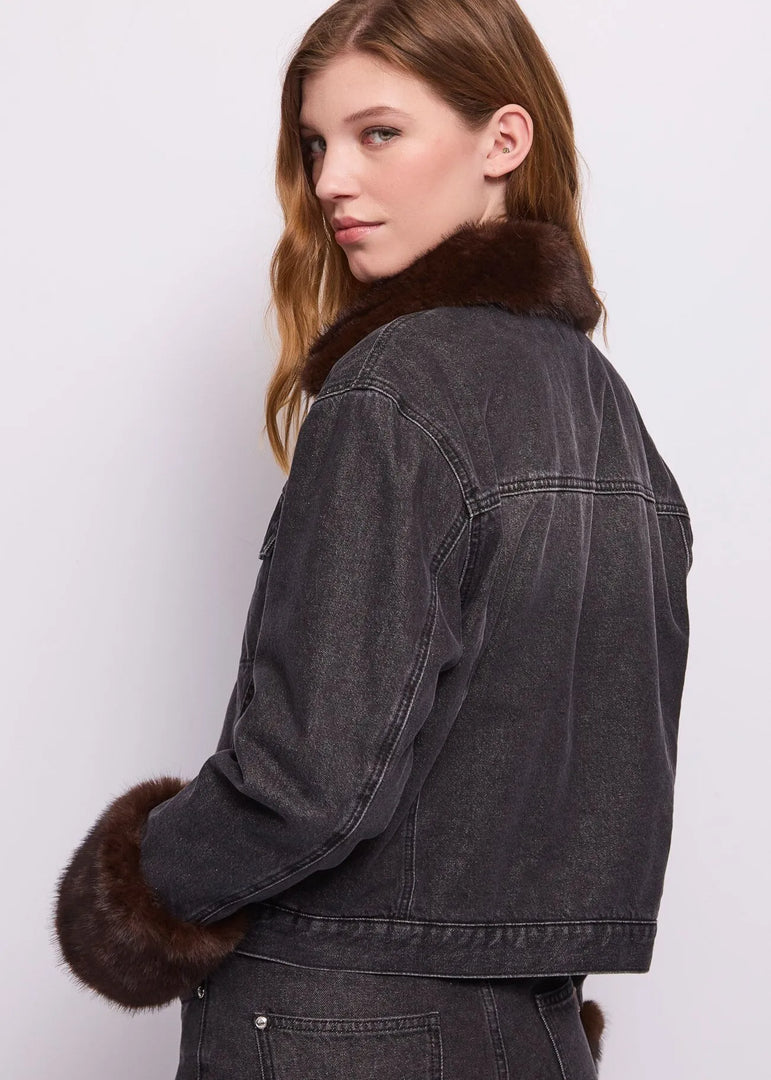 GAUDI Distressed Denim Jacket με Faux Fur