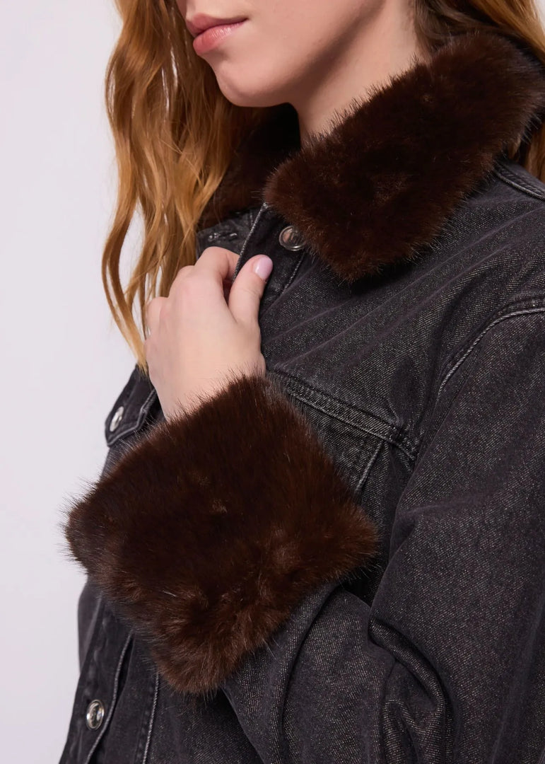 GAUDI Distressed Denim Jacket με Faux Fur