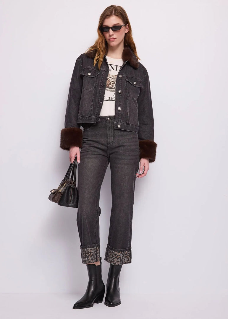 GAUDI Distressed Denim Jacket με Faux Fur