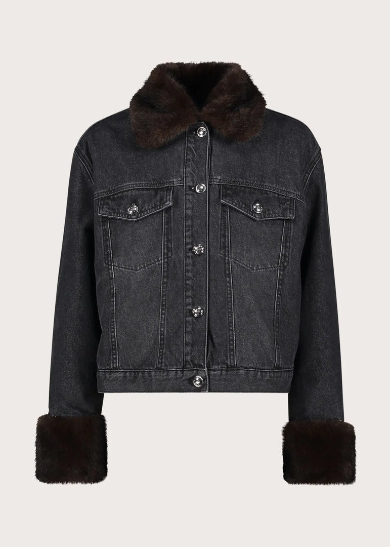 GAUDI Distressed Denim Jacket με Faux Fur