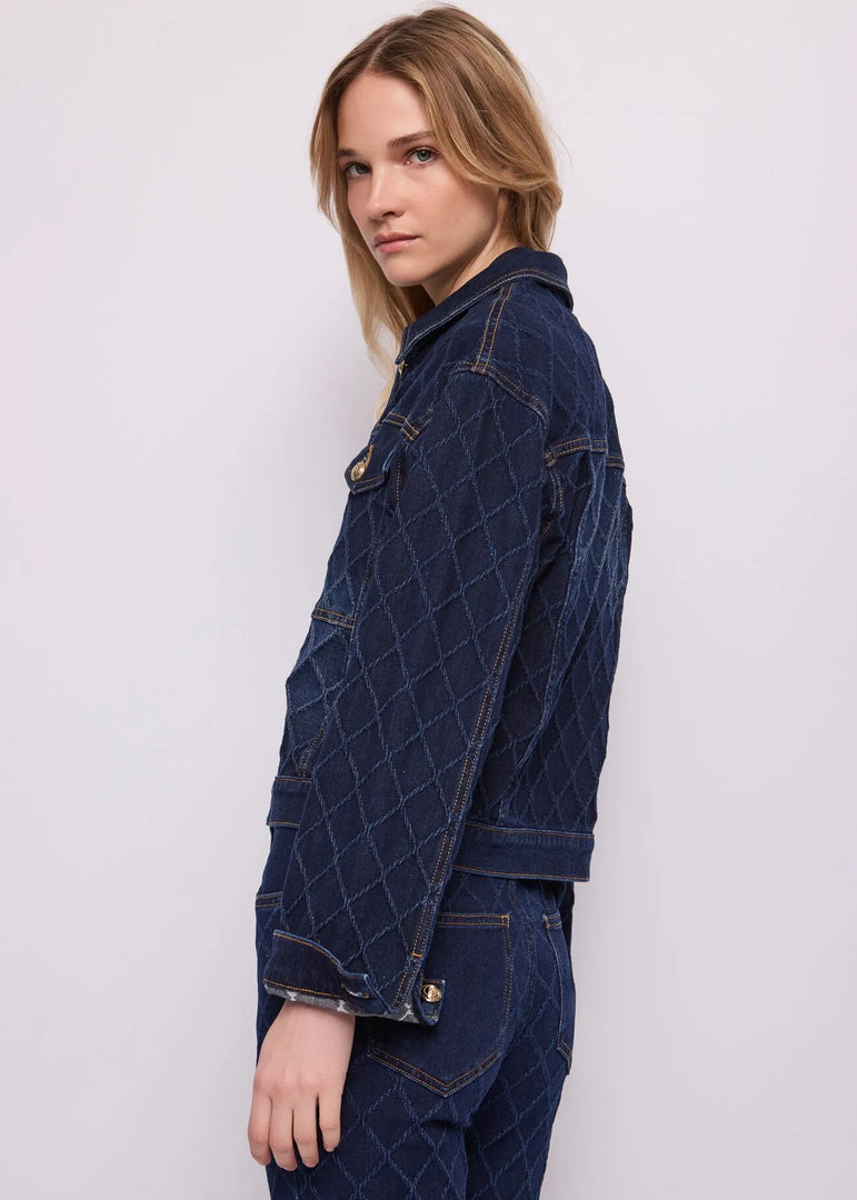 GAUDI Distressed Denim Jacket με Jacquard Diamond Pattern