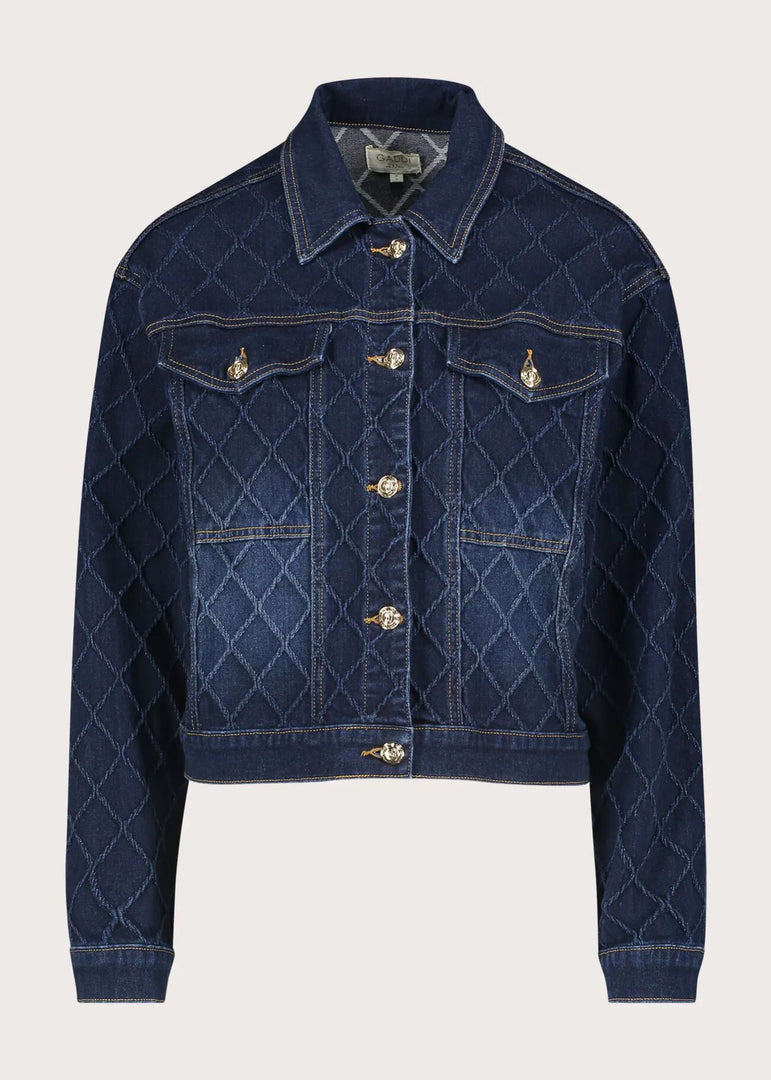 GAUDI Distressed Denim Jacket με Jacquard Diamond Pattern