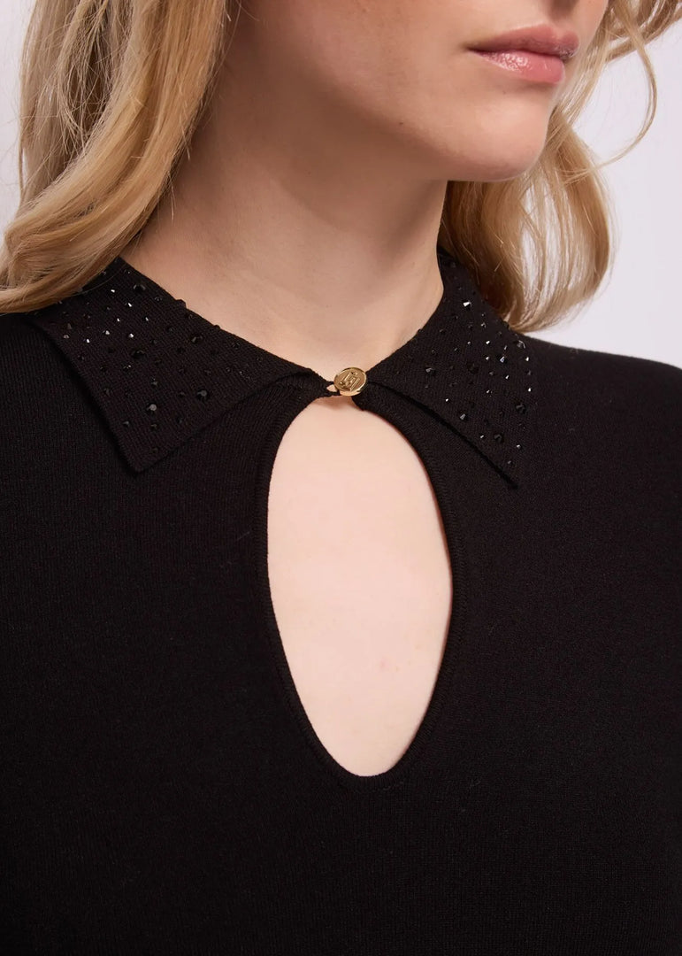 GAUDI Πλεκτό Sweater με Polo Γιακά και Strass