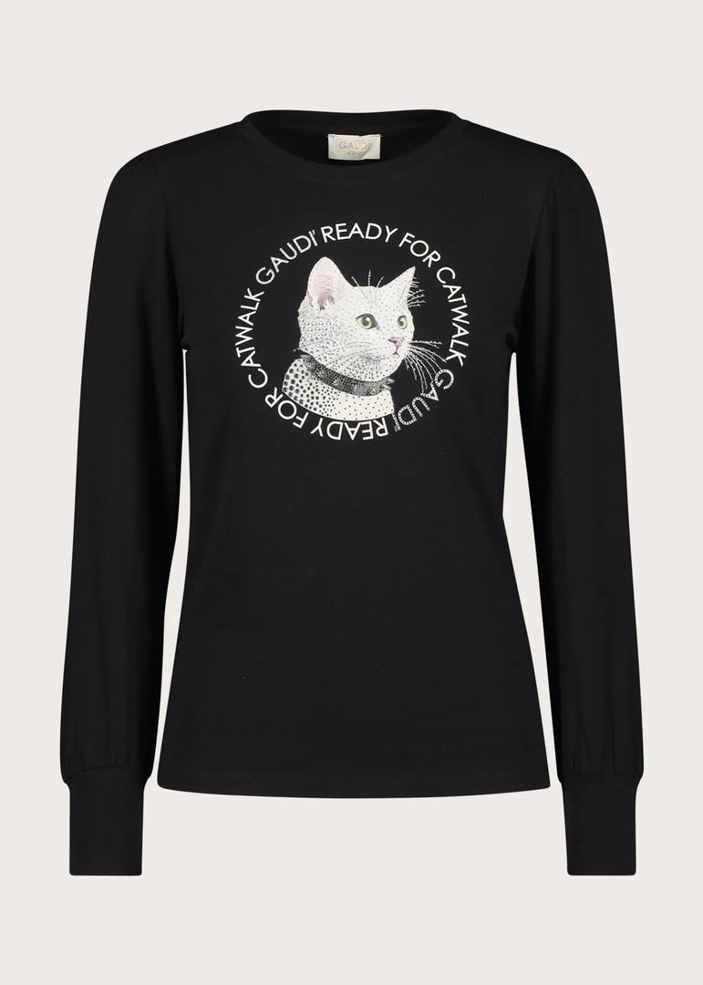 GAUDI Μακρυμάνικο T-Shirt με Graphic Print και Strass