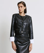 Τζάκετ κοντό με αντιθετικές μανσέτες/ 44-1050 -  ACCESS FASHION- Μαύρο / 44