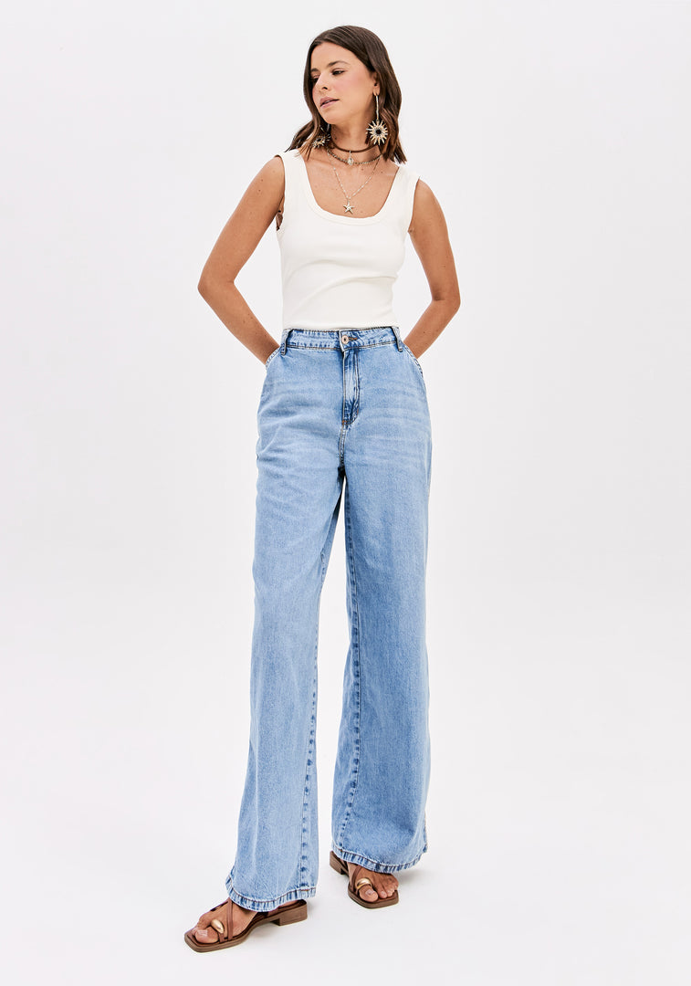 MY FAVORITE THINGS Denim Wide-Leg Παντελόνι με Ελαστική Μέση / 501CF008432