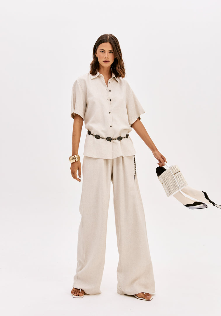 LANÇA PERFUME Παντελόνα από Ύφασμα με Λινό