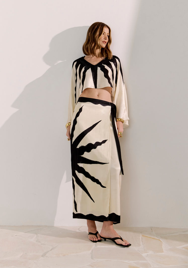 LANÇA PERFUME Maxi Φούστα με Print και Ζώνη