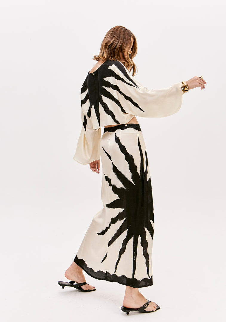 LANÇA PERFUME Maxi Φούστα με Print και Ζώνη