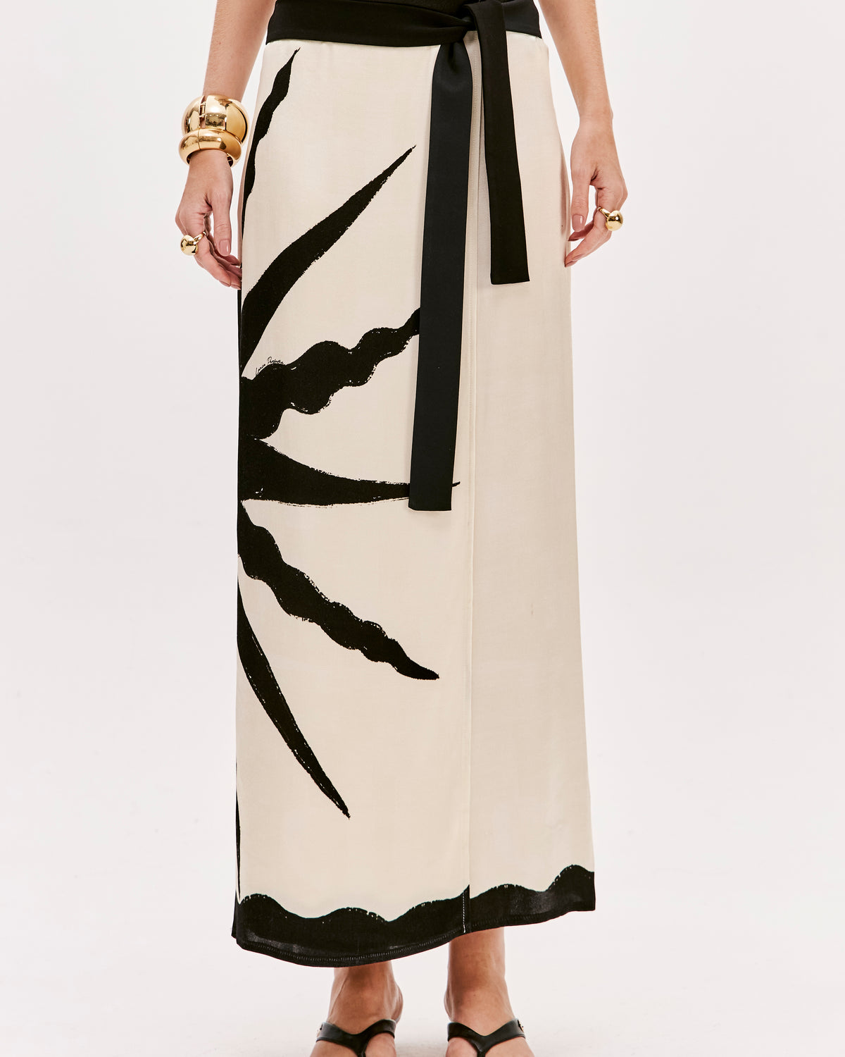 LANÇA PERFUME Maxi Φούστα με Print και Ζώνη