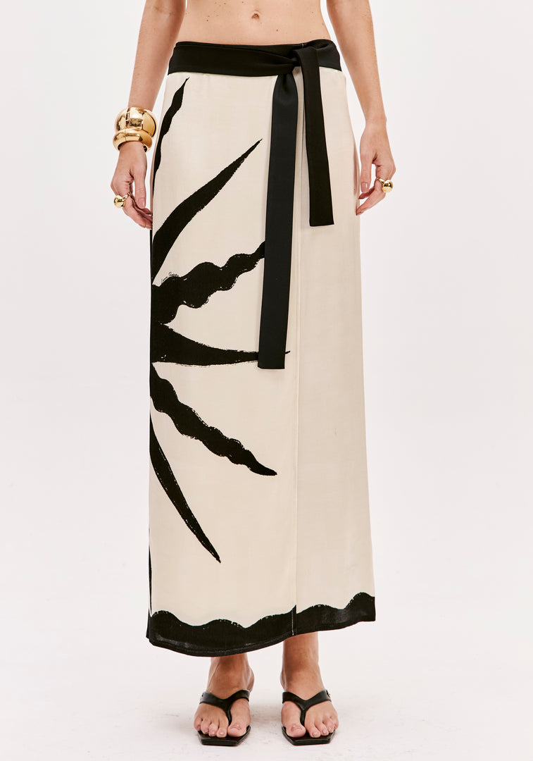 LANÇA PERFUME Maxi Φούστα με Print και Ζώνη