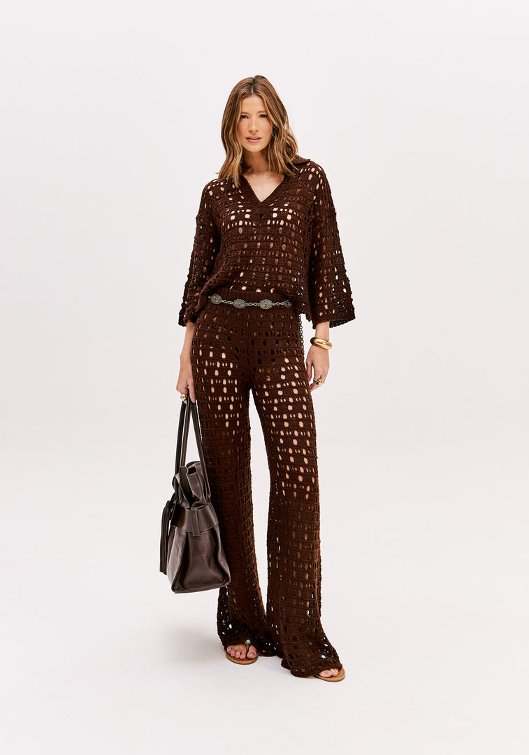 LANCA PERFUME Ψηλόμεσο Πλεκτό Παντελόνι σε Ίσια Γραμμή / 503CF000147