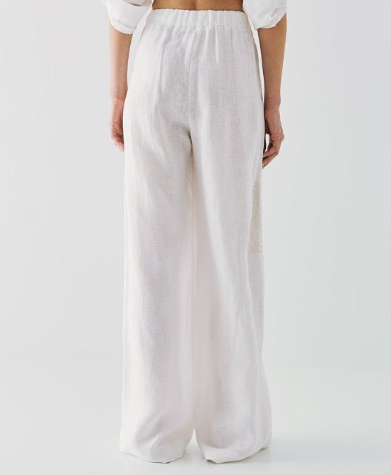 Παντελόνι με λάστιχο και κεντήματα/ 53-5087 -  ACCESS FASHION- OFF-WHITE / 46