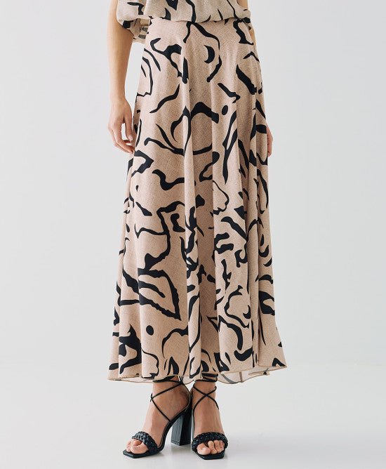 Φούστα εμπριμέ /53-6021 -  ACCESS FASHION- Beige / 44