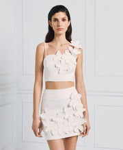 Φούστα μίνι με λουλούδια / 53-6035 -  ACCESS FASHION- OFF-WHITE / 42-OFF-WHITE / 46