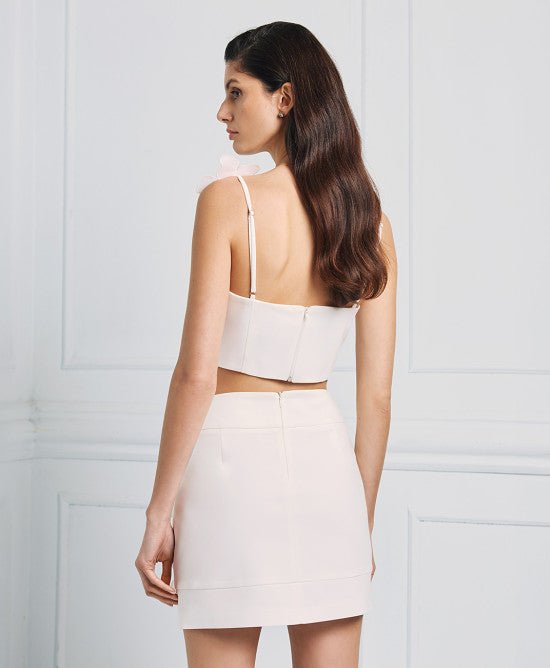 Φούστα μίνι με λουλούδια / 53-6035 -  ACCESS FASHION- OFF-WHITE / 42-OFF-WHITE / 46