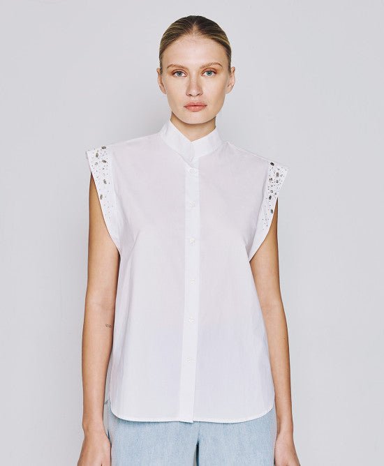 Πουκάμισο αμάνικο με στρας / 53-7034 -  ACCESS FASHION- OFF-WHITE / M/L