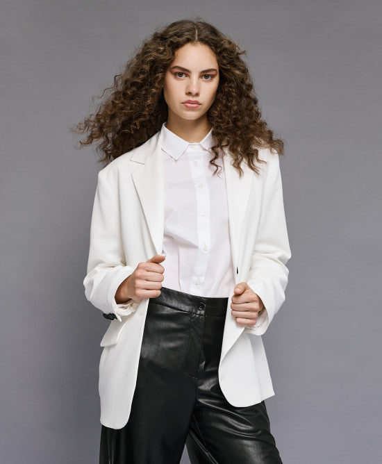 Σακάκι με ταφτά πλάτη και λάστιχο / 54-1004 -  ACCESS FASHION- OFF-WHITE / S