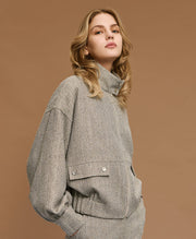 Τζάκετ ψαροκόκαλο με ψηλό λαιμό/ 54-1016 -  ACCESS FASHION- Grey / M/L