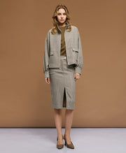 Τζάκετ ψαροκόκαλο με ψηλό λαιμό/ 54-1016 -  ACCESS FASHION- Grey / M/L