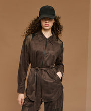 Τζάκετ τύπου suede με διαφάνεια / 54-1085 -  ACCESS FASHION- Brown / S/M-Brown / M/L