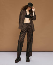 Τζάκετ τύπου suede με διαφάνεια / 54-1085 -  ACCESS FASHION- Brown / S/M-Brown / M/L