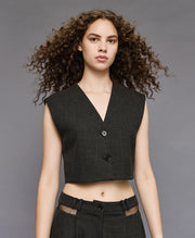 Τοπ-γιλέκο με διαφάνεια/ 54-2076 -  ACCESS FASHION- Grey / 44-Grey / 46