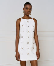 Φόρεμα halter με στρας / 54-3020 -  ACCESS FASHION- OFF-WHITE / 44-OFF-WHITE / 46