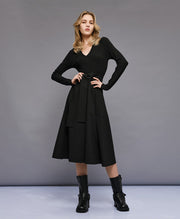 Φόρεμα με συνδυασμό υφασμάτων / 54-3022 -  ACCESS FASHION- Μαύρο / XS-Μαύρο / XL
