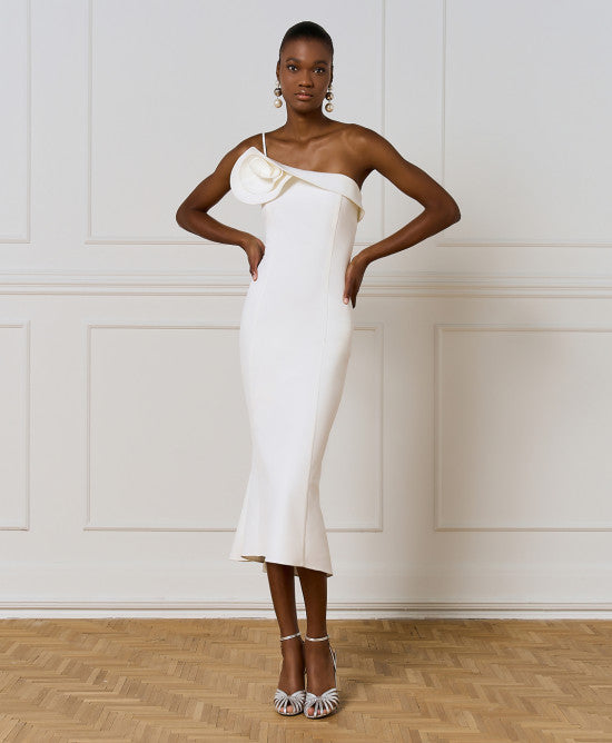 Φόρεμα μακρύ με λουλούδι / 54-3332 -  ACCESS FASHION- OFF-WHITE / 44-OFF-WHITE / 46