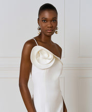 Φόρεμα μακρύ με λουλούδι / 54-3332 -  ACCESS FASHION- OFF-WHITE / 44-OFF-WHITE / 46