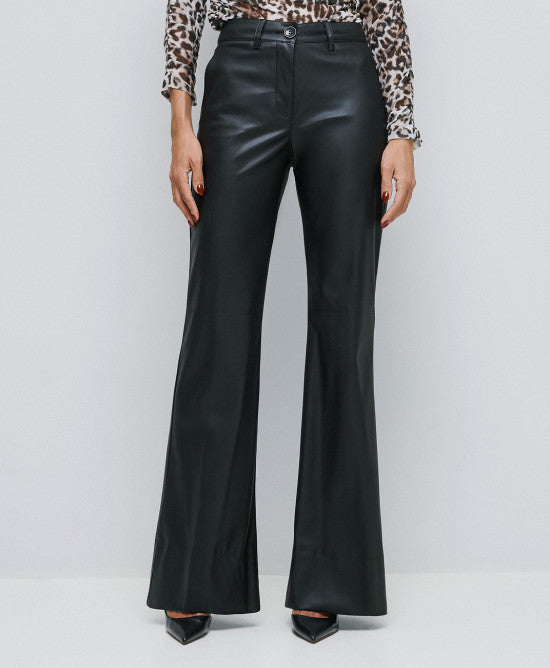 Παντελόνι καμπάνα όψης δέρματος / 54-5009 -  ACCESS FASHION- Μαύρο / 44-Μαύρο / 46