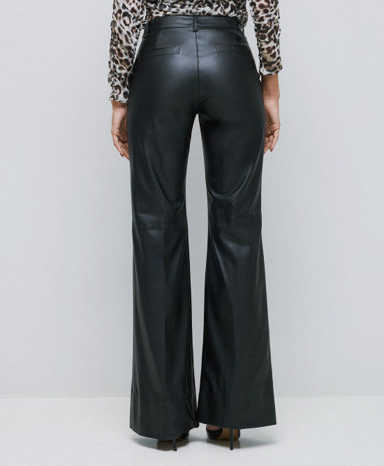 Παντελόνι καμπάνα όψης δέρματος / 54-5009 -  ACCESS FASHION- Μαύρο / 44-Μαύρο / 46