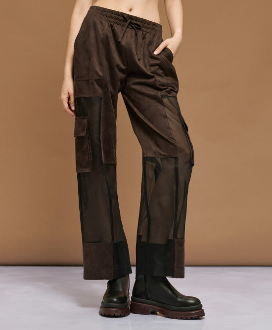 Παντελόνι cargo τύπου suede / 54-5032