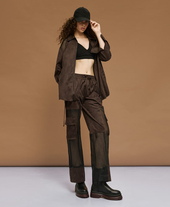 Παντελόνι cargo τύπου suede / 54-5032