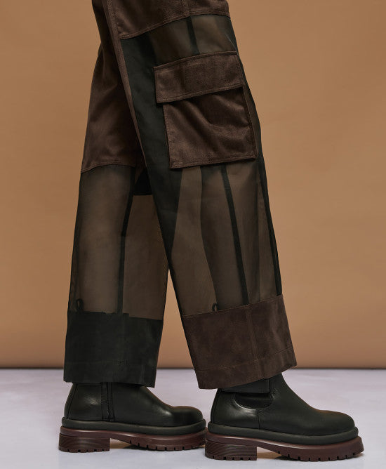 Παντελόνι cargo τύπου suede / 54-5032
