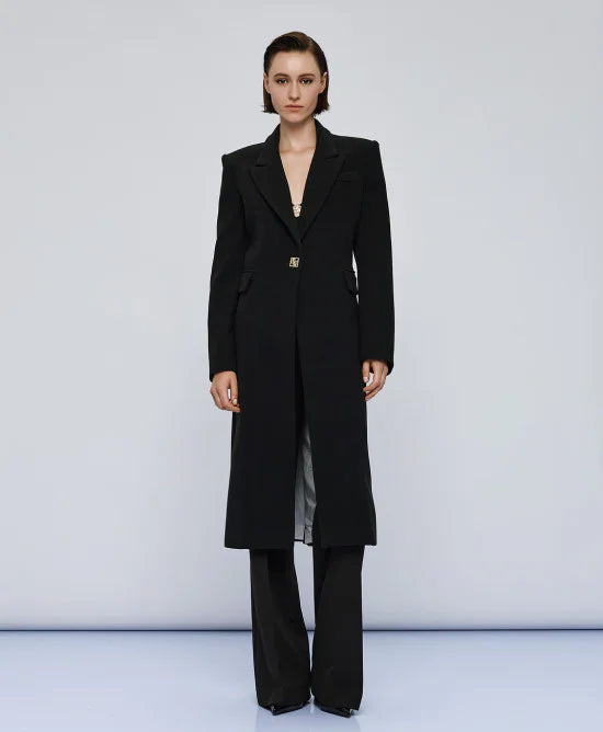 Παλτό μακρύ με κουμπί μονόγραμμα / 54-9007 -  ACCESS FASHION- Μαύρο / 44-Μαύρο / 46-Μαύρο / 48