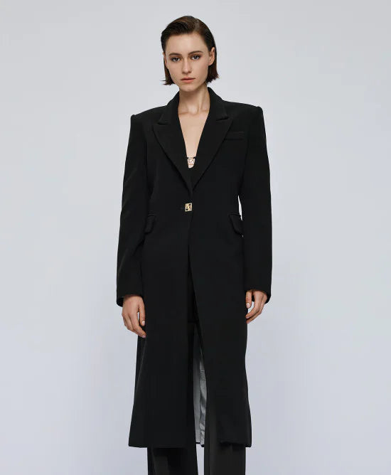 Παλτό μακρύ με κουμπί μονόγραμμα / 54-9007 -  ACCESS FASHION- Μαύρο / 44-Μαύρο / 46-Μαύρο / 48